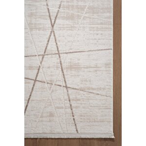 İndigo Id009g Krem Modern Desen Akrilik İplik Tozuaz Pamuk Taban Salon Mutfak Halısı