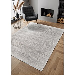 Cosmos Cs008a Krem Halı Modern Detaylı Pamuk Taban Viskon Tozuaz Salon Yatak Odası Koridor Halısı 100x200 cm