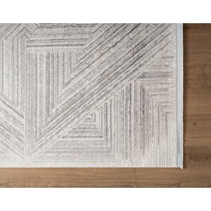 Cosmos Cs008a Krem Halı Modern Detaylı Pamuk Taban Viskon Tozuaz Salon Yatak Odası Koridor Halısı