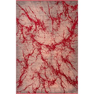 Art At003j Kırmızı Halı Modern Desen Triko Akrilik Viskon Boyama Yüksek Sıklık Ipek Serisi 80x300 cm