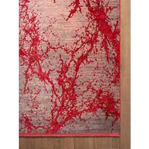 Art At003j Kırmızı Halı Modern Desen Triko Akrilik Viskon Boyama Yüksek Sıklık Ipek Serisi