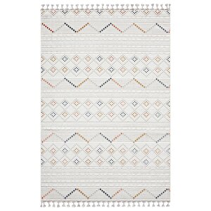 Sümer Sm012a Krem Rengi Halı Renkli Kilim Desenli Dekoratif Modern Antialerjik Salon Halısı 80x150 cm