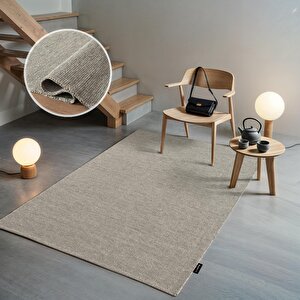 Mumbai Mu002g Gri Doğal Kilim Görünümlü Pamuk Tuşeli Kaymaz Pamuk Taban Dekoratif Halı Tozu Yok 80x300 cm
