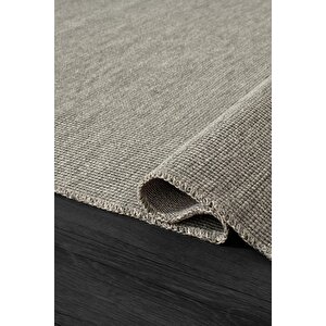 Mumbai Mu002g Gri Doğal Kilim Görünümlü Pamuk Tuşeli Kaymaz Pamuk Taban Dekoratif Halı Tozu Yok