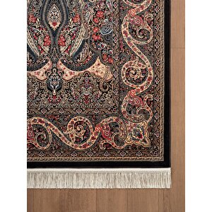 Diamente Dm001r Bej Siyah Çerçeveli Klasik Desen 100?tarak Bambu Viskon Renkli Halı İpek Serisi