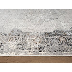 Vogue?vg008z Koyu Gri Çerçeveli Göbekli Klasik Desen Modern Renk 100?tarak Salon Halısı İpek Serisi 300x400 cm