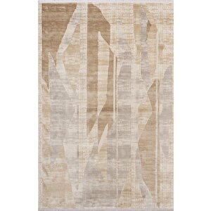 Vogue?vg004b Bej Modern Renk Desen 100?tarak Viskon Salon Halısı İpek Serisi 300x400 cm