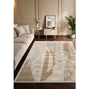 Vogue?vg004b Bej Modern Renk Desen 100?tarak Viskon Salon Halısı İpek Serisi 300x400 cm