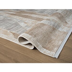 Vogue?vg004b Bej Modern Renk Desen 100?tarak Viskon Salon Halısı İpek Serisi