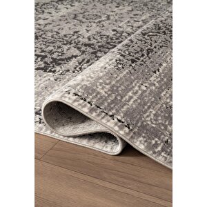 Look Black Lb008g Siyah Gri Çerçeveli Klasik Desen Akrilik Yumuşak Tozuaz Salon Oturma Odası Halısı 100x200 cm