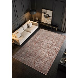 Art At005p Gül Rengi Halı Modern Desen Triko Akrilik Viskon Boyama Yüksek Sıklık Ipek Serisi 160x230 cm