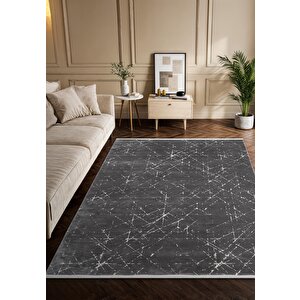 Vogue?vg005z Koyu Gri Modern Renk Desen 100?tarak Viskon Salon Halısı İpek Serisi 200x290 cm