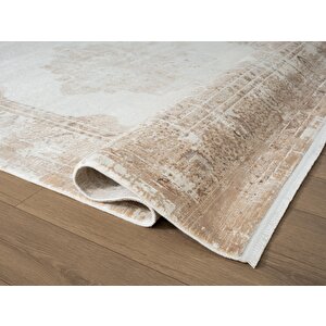 Vogue?vg008k Kahve Çerçeveli Göbekli Klasik Desen Modern Renk 100?tarak Salon Halısı İpek Serisi