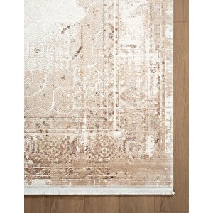 Vogue?vg008k Kahve Çerçeveli Göbekli Klasik Desen Modern Renk 100?tarak Salon Halısı İpek Serisi