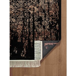 Diamente Dm004s Siyah Bej Modern Klasik Desen 100 Tarak Bambu Viskon Halı İpek Serisi