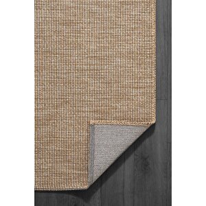 Mumbai Mu002b Bej Doğal Kilim Görünümlü Pamuk Tuşeli Kaymaz Pamuk Taban Dekoratif Halı Tozu Yok 80x150 cm