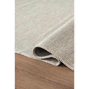 Mumbai Mu002w Krem Doğal Kilim Görünümlü Pamuk Tuşeli Kaymaz Pamuk Taban Dekoratif Halı Tozu Yok