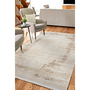 Etro Et006b Krem Modern Desenli Parlak Ağır Yüksek Sıklıkta Salon Halısı İpek Serisi 80x300 cm