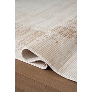 Etro Et006b Krem Modern Desenli Parlak Ağır Yüksek Sıklıkta Salon Halısı İpek Serisi 80x300 cm