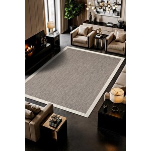 Zeen Ze002g Sisal Gri Beyaz Kolay Temizlenebilir Makinede Yıkanabilir Mutfak Halısı Pamuk Taban 100x200 cm