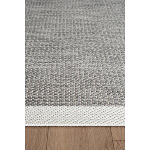 Zeen Ze002g Sisal Gri Beyaz Kolay Temizlenebilir Makinede Yıkanabilir Mutfak Halısı Pamuk Taban 100x200 cm