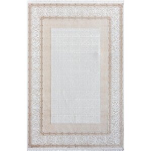 Elit El001a Krem Halı Toprak Kenar Çerçeveli Ince Yumuşak Akrilik Tozuaz Modern Salon Halısı Koridor 240x340 cm