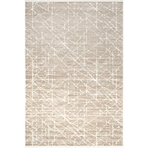 Jade Jd012b Bej Halı Modern Geometrik Desenli Triko Akrilik Pamuk Tabanlı Kaymaz Salon Halısı 100x300 cm