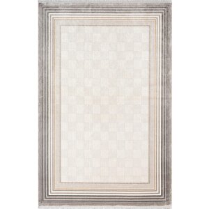 Fresco Fc001g Gri Çerçeveli Halı Modern Desen 100 Tarak Viskon Parlak Yumuşak İpek Serisi 240x340 cm