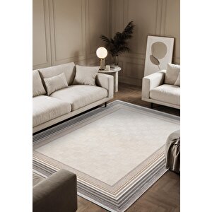 Fresco Fc001g Gri Çerçeveli Halı Modern Desen 100 Tarak Viskon Parlak Yumuşak İpek Serisi 240x340 cm