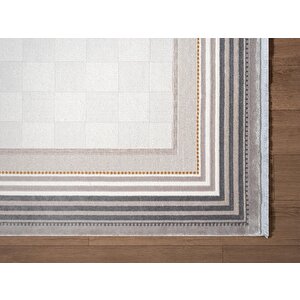 Fresco Fc001g Gri Çerçeveli Halı Modern Desen 100 Tarak Viskon Parlak Yumuşak İpek Serisi
