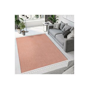 Vl Comfort Düz Saçaklı Peluş Halı Ekru 100x250 cm