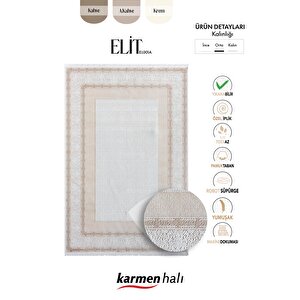 Elit El001a Krem Halı Toprak Kenar Çerçeveli Ince Yumuşak Akrilik Tozuaz Modern Salon Halısı Koridor