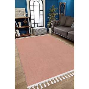 Vl Comfort Düz Saçaklı Peluş Halı Ekru 150x350 cm