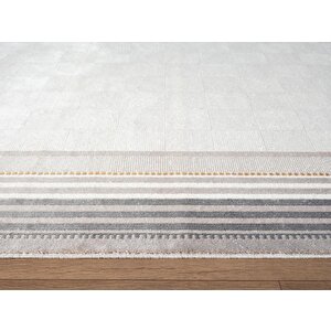 Fresco Fc001g Gri Çerçeveli Halı Modern Desen 100 Tarak Viskon Parlak Yumuşak İpek Serisi 100x300 cm