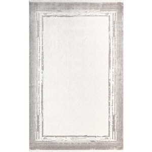 Fresco Fc007g Gri Çerçeveli Halı Modern Desen 100 Tarak Viskon Parlak Yumuşak İpek Seris 100x200 cm