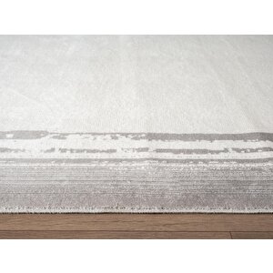 Fresco Fc007g Gri Çerçeveli Halı Modern Desen 100 Tarak Viskon Parlak Yumuşak İpek Seris 100x200 cm