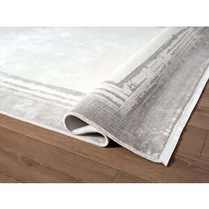 Fresco Fc007g Gri Çerçeveli Halı Modern Desen 100 Tarak Viskon Parlak Yumuşak İpek Seris