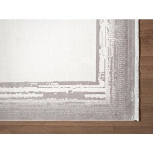 Fresco Fc007g Gri Çerçeveli Halı Modern Desen 100 Tarak Viskon Parlak Yumuşak İpek Seris