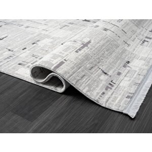 Tokyo Tk005g Gri Halı Antrasit Detaylı Modern Akrilik Halı Kaymaz Taban Tozuaz Salon Halısı Koridor