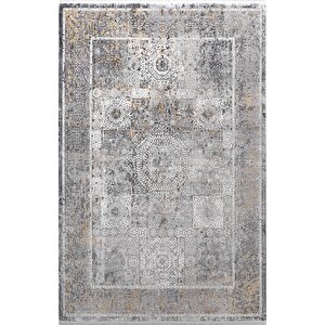 Vogue?vg007z Koyu Gri Çerçeveli Klasik Desen Modern Renk 100?tarak Viskon Salon Halısı İpek Serisi 300x400 cm