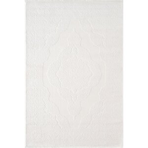 İndigo Id006w Beyaz Klasik Çerçeveli Desen Akrilik İplik Tozuaz Pamuk Taban Salon Mutfak Halısı 200x290 cm
