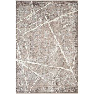 Art At001a Gri Halı Modern Desen Triko Akrilik Viskon Boyama Yüksek Sıklık Ipek Serisi 100x300 cm