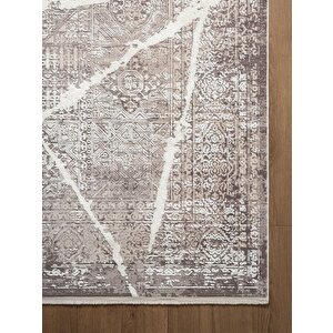 Art At001a Gri Halı Modern Desen Triko Akrilik Viskon Boyama Yüksek Sıklık Ipek Serisi