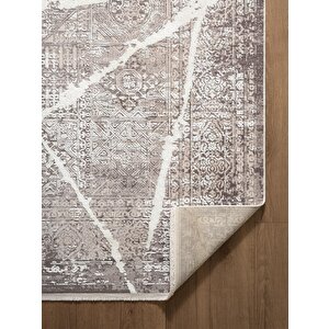 Art At001a Gri Halı Modern Desen Triko Akrilik Viskon Boyama Yüksek Sıklık Ipek Serisi