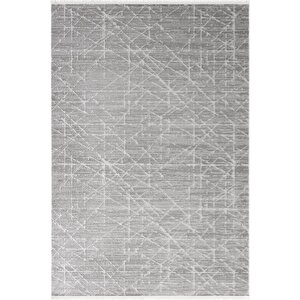 Jade Jd008g Gri Halı Modern Geometrik Desenli Triko Akrilik Pamuk Tabanlı Kaymaz Salon Halısı 120x180 cm