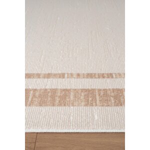 İndigo Id003k Krem Bej Klasik Çerçeveli Desen Akrilik İplik Tozuaz Pamuk Taban Salon Mutfak Halısı 100x200 cm
