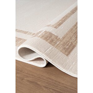 İndigo Id003k Krem Bej Klasik Çerçeveli Desen Akrilik İplik Tozuaz Pamuk Taban Salon Mutfak Halısı