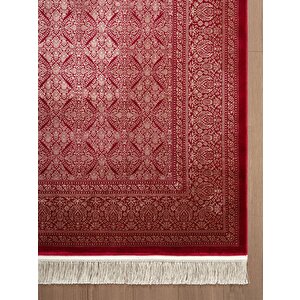 Imperial Luxe Il007j Kırmızı Çerçeveli Halı Klasik Desen 100 Tarak Bambu Viskon İpek Serisi