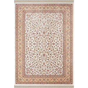 Imperial Luxe Il001r Krem Bej Çerçeveli Halı Klasik Desen 100 Tarak Bambu Viskon İpek Serisi 160x230 cm
