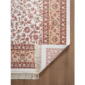 Imperial Luxe Il001r Krem Bej Çerçeveli Halı Klasik Desen 100 Tarak Bambu Viskon İpek Serisi